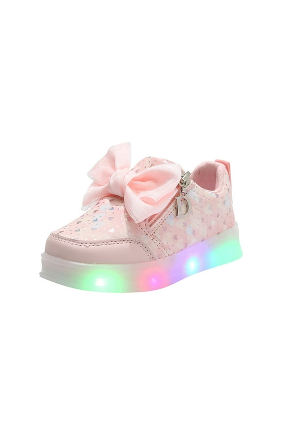 Toddler Girls Light up Shoes Little Kids Flashing Led Sneakers(Pink,11.5)