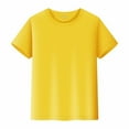 thumbnail image 1 of Povozer Toddler Girls T-Shirt Short Sleeve Shirt Print Cute Summer Tops Tees Graphic for 5-6 Years,Yellow, 1 of 4
