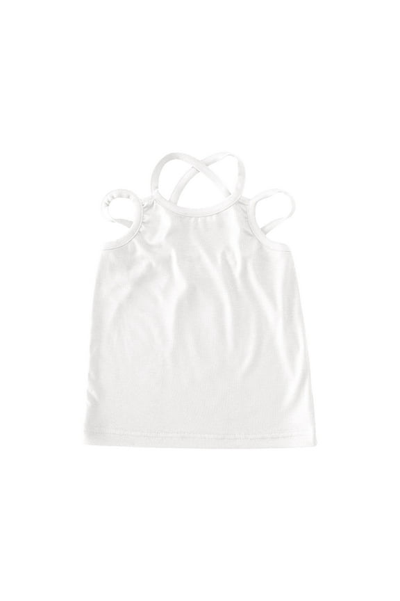 Toddler Girls T-Shirts Kids Dance Tank Top Racerback Crop Tank Top(White,18-24M)