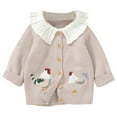 thumbnail image 1 of Povozer Toddler Infant Girl Knit Sweater Button Cardigan Sweaters Warm Clothes(Beige,12-18M), 1 of 5