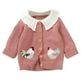 thumbnail image 1 of Povozer Toddler Girl Knit Sweater Button Cardigan Sweaters Warm Clothes(Pink,12-18M), 1 of 6