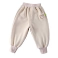 thumbnail image 1 of Povozer Toddler Jogger Pants Kids Cotton Elastic Waist Winter Baby Sweatpants(Beige,5-6Y), 1 of 5