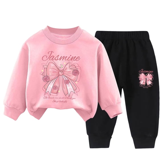 Povozer Toddler Kids Little Girls Fall Outfits Girls Comfortable Warm Cute Cartoon Print Long Sleeved Sweatshirt Pants Casual 2pcs Set,Size 2-3 Years,A