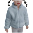 thumbnail image 1 of Povozer Toddler Kids Polar Fleece Warm Jacket Baby Boys Girls Autumn Winter Zip-up Lightweight Long Sleeve Jacket(Light Blue,4-5 Years), 1 of 3