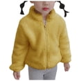 thumbnail image 1 of Povozer Toddler Kids Polar Fleece Warm Jacket Baby Boys Girls Autumn Winter Zip-up Lightweight Long Sleeve Jacket(Yellow,4-5 Years), 1 of 4