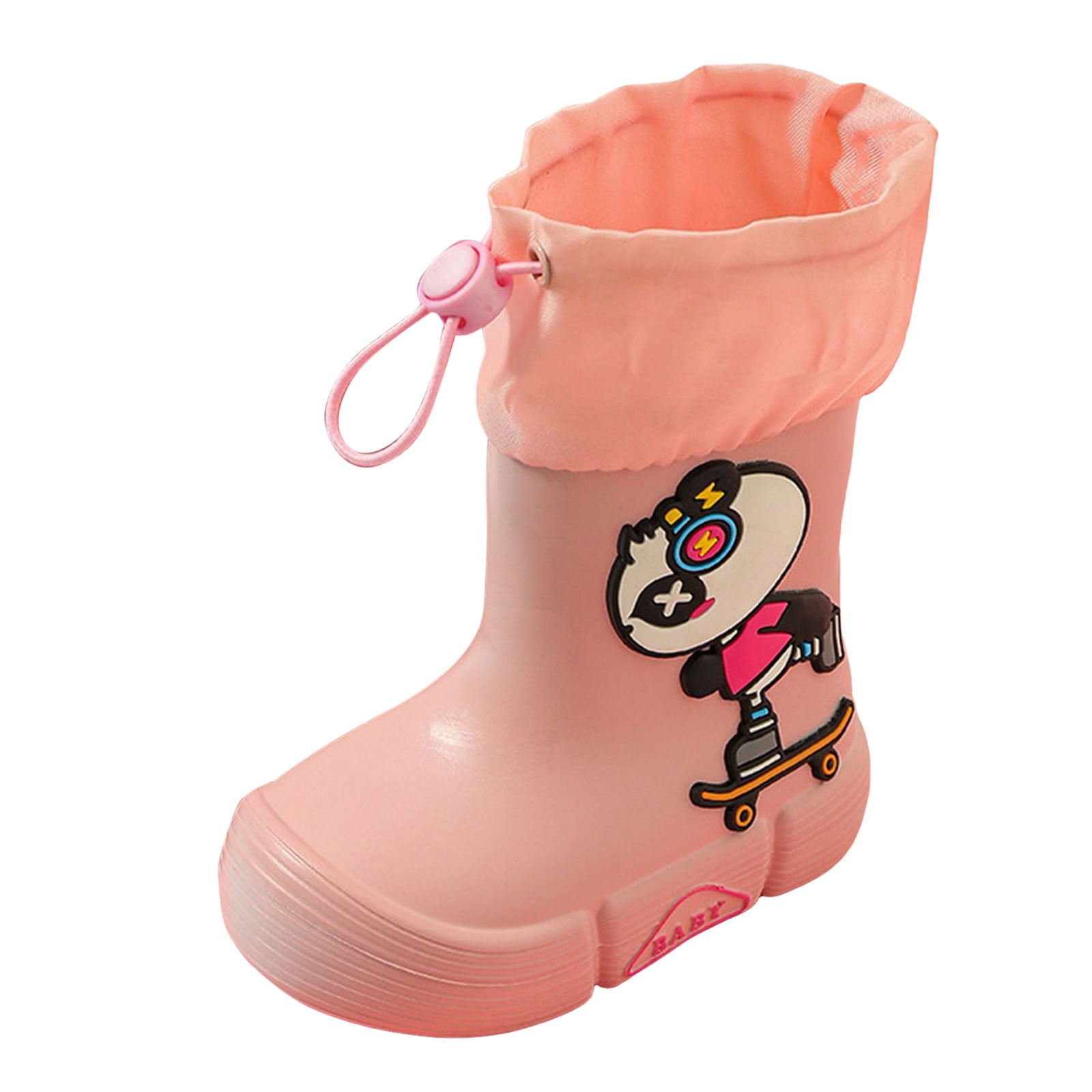 Povozer Toddler Kids Rain Boots Waterproof Rubber Boots for Boys and Girls(Pink,2.5-3 Years)