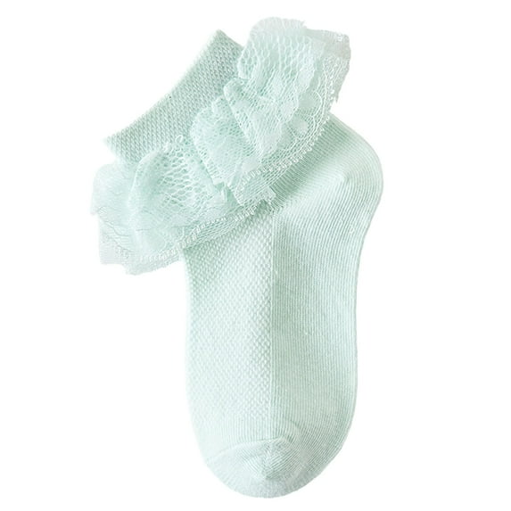Povozer Toddler Ruffle Ankle Socks Girl Girls Ruffle Socks Toddler Sock Turn Cuff Frilly Dress Socks Pageant with Ruffles Little Baby Girl Kids for 4-6 Years,Green