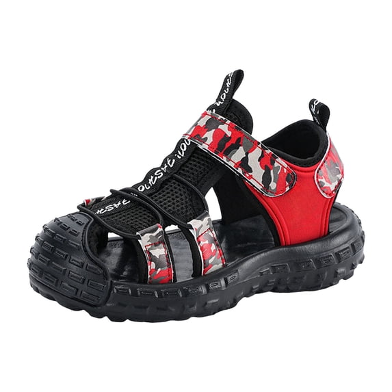 Povozer Toddler Sandals Boys Toddler Boys Sandals Closed Toe Summer Shoes for Toddler with Arch Support Outdoor for US 11.5,Red