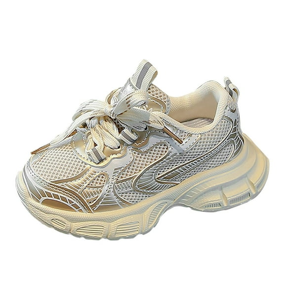 Povozer Toddler Shoes Toddler Kids Girls Boys Running Shoes Sneakers(Gold,2.5 Big Kid)