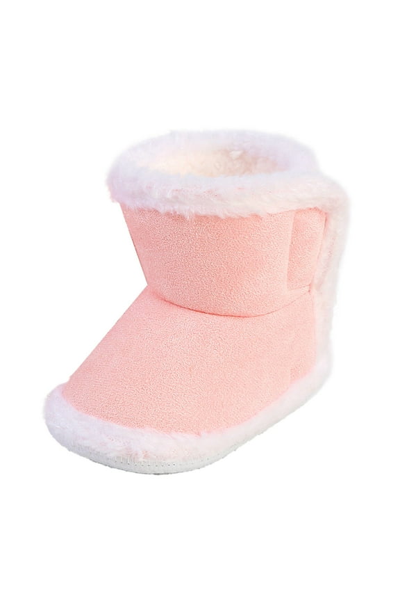 Toddler Slippers Girl Boy House Shoes Fuzzy Hard Bottom Winter Boots Baby Cozy Walking Sock Shoes(Pink,6-12 Months)