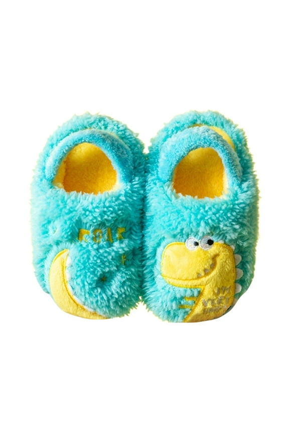 Kids Toddler Slippers Boys Girls Cute Animals Dinosaur House Shoes(Blue,7)