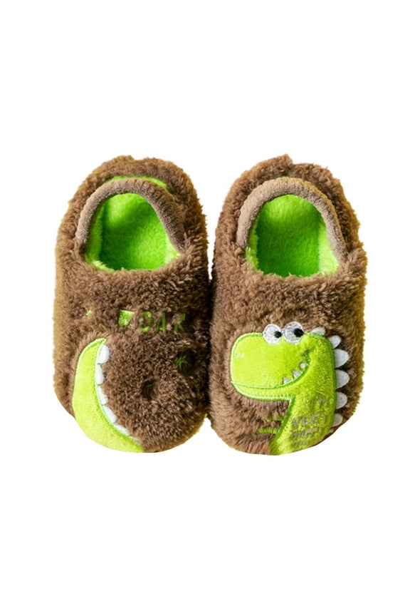 Toddler Slippers for Boys Girls Slip on Kids Baby Toddlers House Shoes(Brown,8)