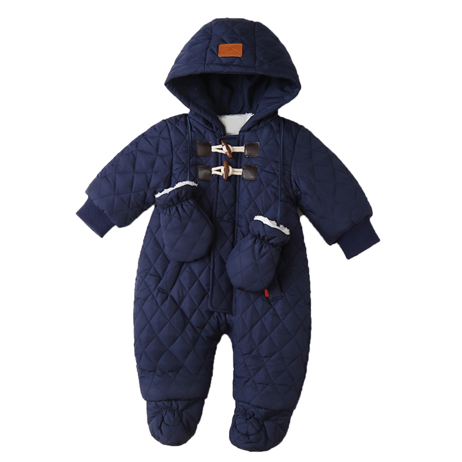 Povozer Toddler Snowsuit Baby Boys Girls One Piece Winter Outfit Infant Ski Suit(Blue,9-12M)