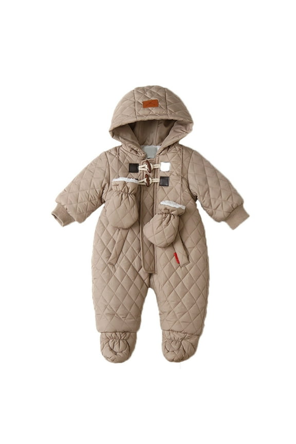 Toddler Snowsuit Baby Boys Girls One Piece Winter Outfit Infant Ski Suit(Brown,18-24M)