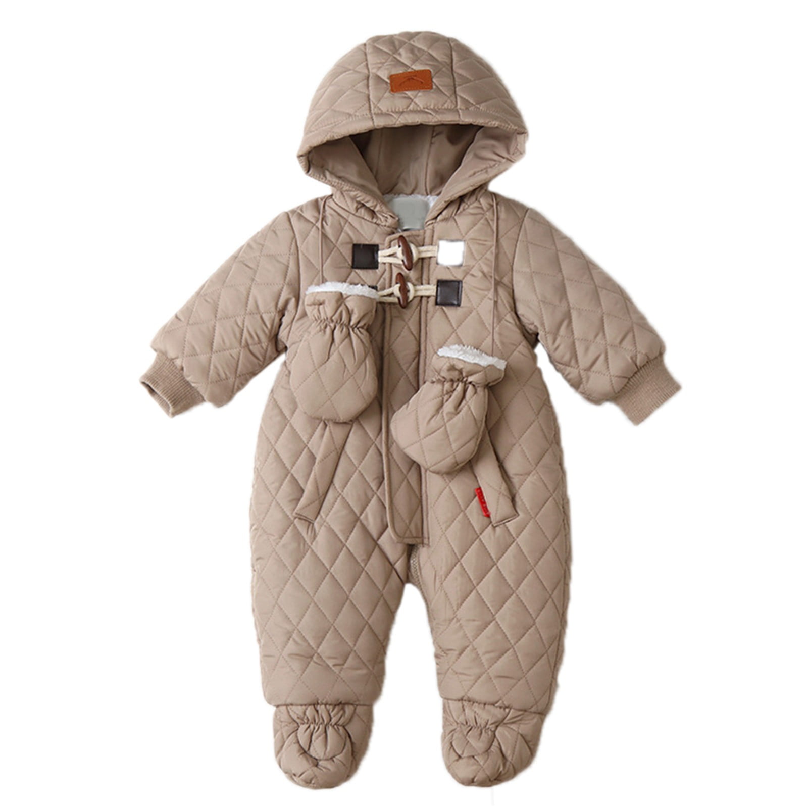 Povozer Toddler Snowsuit Baby Boys Girls One Piece Winter Outfit Infant Ski Suit(Brown,6-9M)