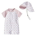 thumbnail image 1 of Povozer Toddler Swimsuit Girl 2025 Baby Girl Swimsuit Long Sleeve Ruffled Shell Zip Up Swimwears Toddler Kids Infant Bathing Suit One Piece with Hat for 1-2 Years,Pink, 1 of 7