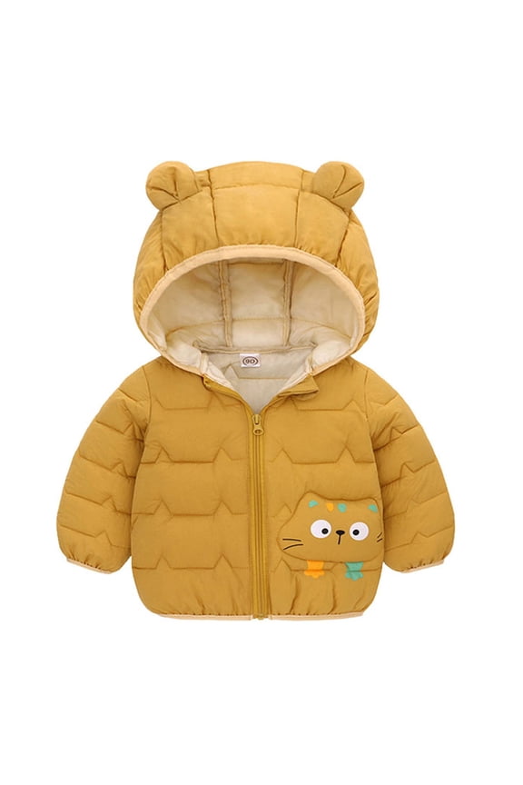 Toddler Winter Coats Puffer Jacket Baby Boys Girls Puffer Outerwear(Yellow,12-18M)