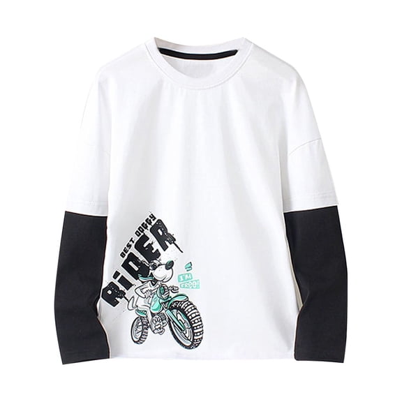Povozer Toddler Zip Up Hoodie Sweatshirt Baby Boy Clothes,Children's Clothing Fall Children's Long Sleeve T Shirt Big Children Cartoon Color Shirt Boy Undershirt Girls Fashion Size 6-7 Years,White