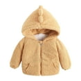 thumbnail image 1 of Povozer Toddler Zip up Hoodie Kids' Soft Sherpa Fleece Sweatshirt for Girls(Khaki,4-5Y), 1 of 4