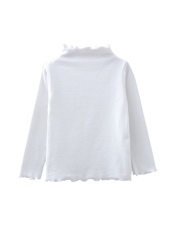 Toddlers Baby Boys Girls Basic Solid Color Turtleneck T-Shirt Tops Cotton Neck Long Sleeve Clothes(White,3-4 Years)