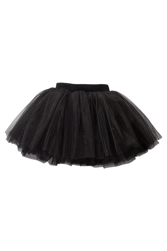 Tulle Tutu Skirts for Toddler Girls Kids Dance Solid Color Skirts(Black,3-4Y)