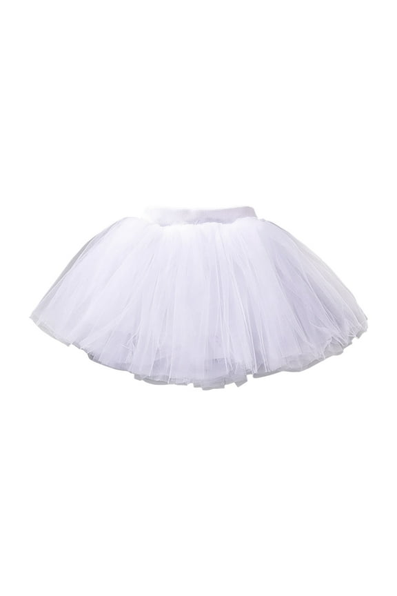 Tulle Tutu Skirts for Toddler Girls Kids Dance Solid Color Skirts(White,18-24M)