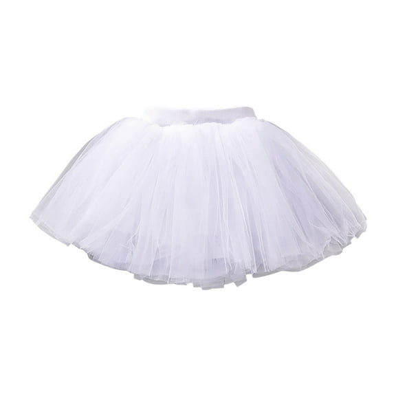 Povozer Tulle Tutu Skirts for Toddler Girls Kids Dance Solid Color Skirts(White,3-4Y)