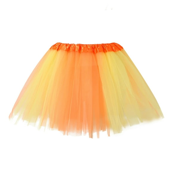 Povozer Tutu Skirt Girls Tulle Ballet Dance Dress Princess Skirt for Toddler(Orange,2-12T)
