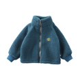 thumbnail image 1 of Povozer Unisex Baby Toddler Boys Girls Sherpa Fleece-Lined Zip up Jacket(Blue,7-9Y), 1 of 3