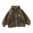 thumbnail image 1 of Povozer Unisex Baby Toddler Boys Girls Sherpa Fleece-Lined Zip up Jacket(Brown,18-24M), 1 of 3