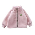 thumbnail image 1 of Povozer Unisex Baby Toddler Boys Girls Sherpa Fleece-Lined Zip up Jacket(Pink,12-18M), 1 of 3