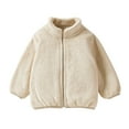 thumbnail image 1 of Povozer Unisex Cute Fleece Lined Sherpa Full-Zip Jacket Coat Winter Hoodie(Khaki,3-4Y), 1 of 6