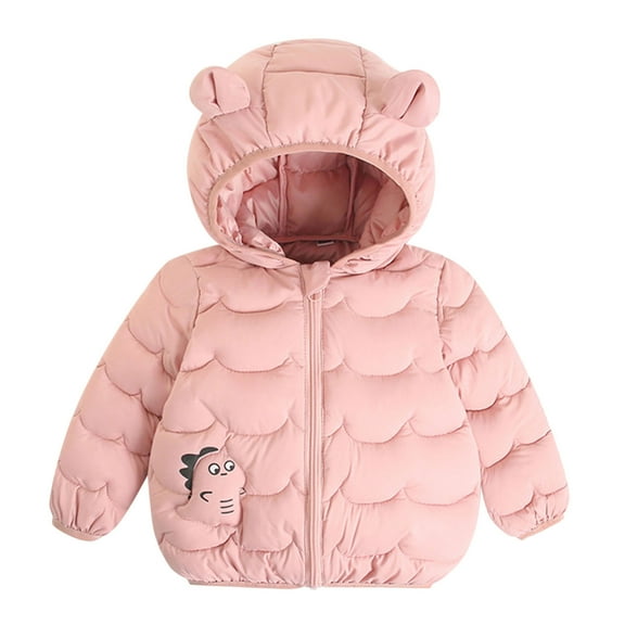 Povozer Unisex Little Boys Girls Cothes Puffer Jacket Hoodie Coat Winter Warm Outerwear(Pink,2-3 Years)