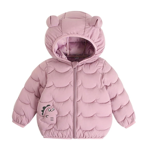 Povozer Unisex Little Boys Girls Cothes Puffer Jacket Hoodie Coat Winter Warm Outerwear(Purple,3-4 Years)