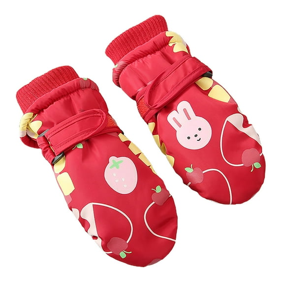Povozer Waterproof Rain Mittens for Babies and Toddlers(Red,4-6 Years)