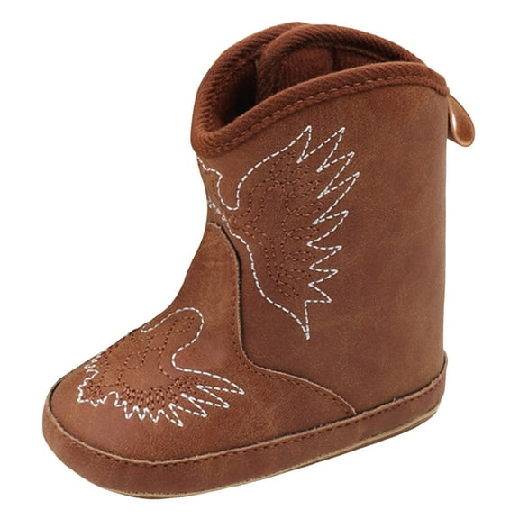 Povozer Western Boots Cowboy Bootie Soft Sole Non-Slip Crib Shoes for Baby(Coffee,4.5)