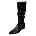 thumbnail image 1 of Povozer Wide Calf Slouch Boot Tall Knee High Women's Winter Shoes(Black,7), 1 of 6