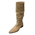 thumbnail image 1 of Povozer Wide Calf Slouch Boot Tall Knee High Women's Winter Shoes(Khaki,8), 1 of 6