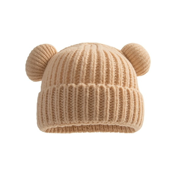 Povozer Winter Hat for Kids Toddler Girls Beanie with Pom Pom Warm Fleece Lined(Khaki,1-10Y)