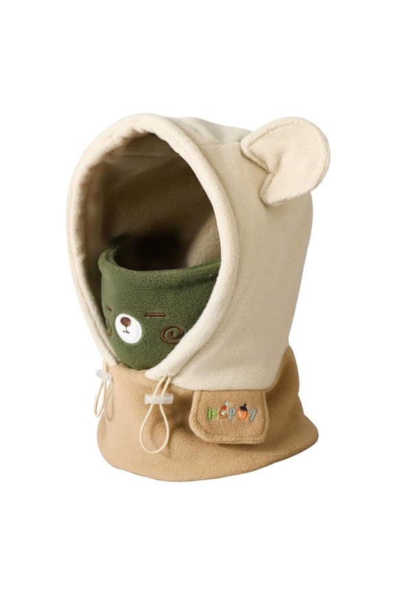 Winter Windproof Hat Ski Mask Warm Fleece Face Cover for Girl Boy(Beige,One Size)