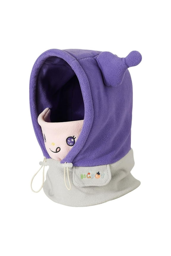 Winter Windproof Hat Ski Mask Warm Fleece Face Cover for Girl Boy(Purple,One Size)