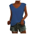 thumbnail image 1 of Povozer Women Cap Sleeve T-Shirt Casual Loose Fit Tank Tops(Blue,L), 1 of 4