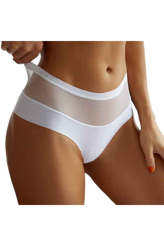 Women Cotton Underwear Lace Hipster Brief Panties Ladies Stretch Underpants(White,XL)