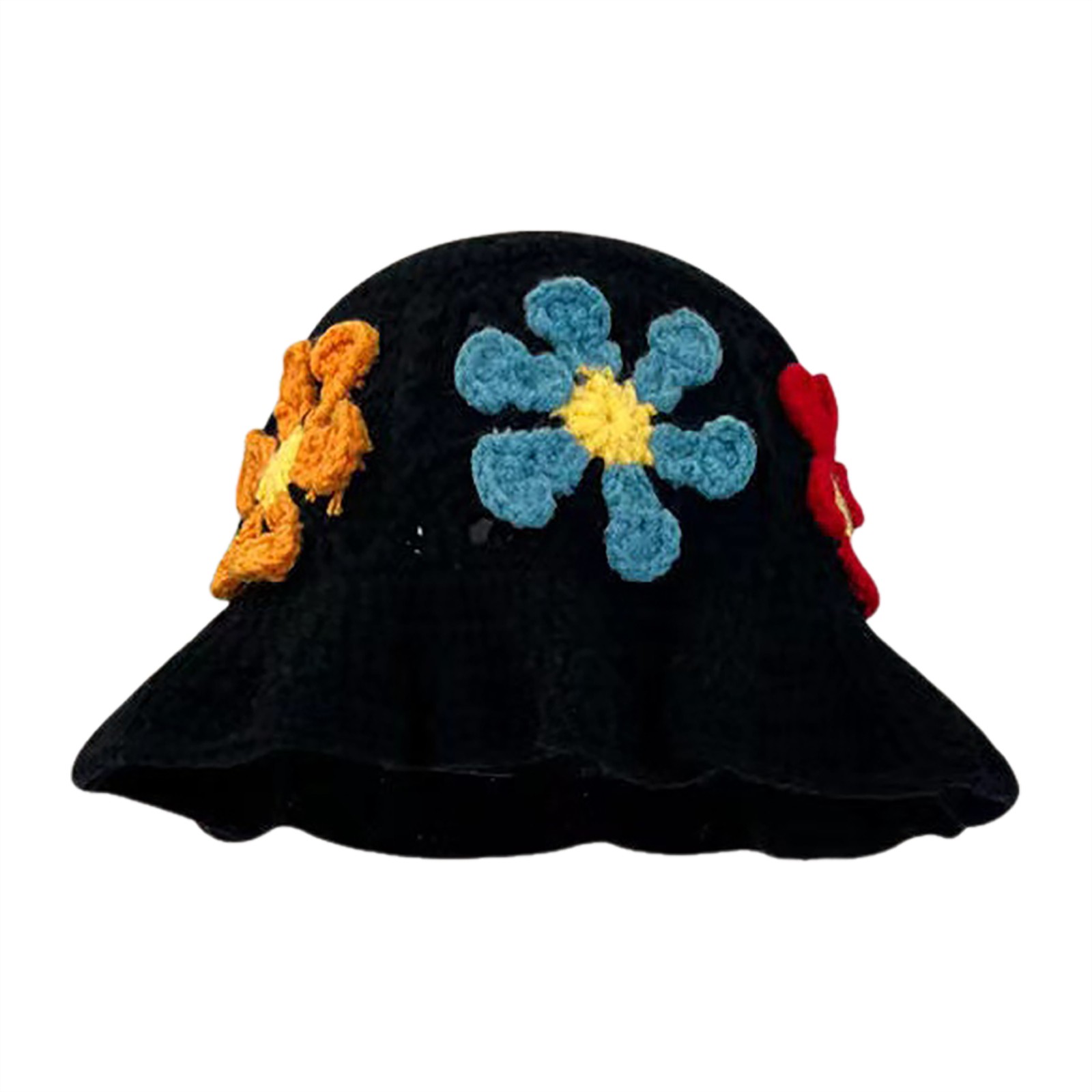 Handmade Crochet Bucket Hat - Knitted Floppy Fisherman Hat Floral Outdoor Floral Crochet Bucket Hat: Colorful Cotton Knit Summer Hat  main image 4
