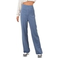 thumbnail image 1 of Povozer Women's Casual High Waist Stretch Pants, Multiple Pockets Straight Leg Pants, for Leisure and Office(Blue,XL), 1 of 6