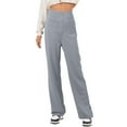 thumbnail image 1 of Povozer Women's Casual High Waist Stretch Pants, Multiple Pockets Straight Leg Pants, for Leisure and Office(Gray,XL), 1 of 6
