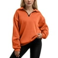 thumbnail image 1 of Povozer Women's Casual Oversized Half Zip Sweatshirts Long Sleeve Solid Color Pullover Jackets(RD3,M), 1 of 6