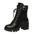 thumbnail image 1 of Povozer Women's Combat Boots Mid-Calf Boots(Black,8), 1 of 6
