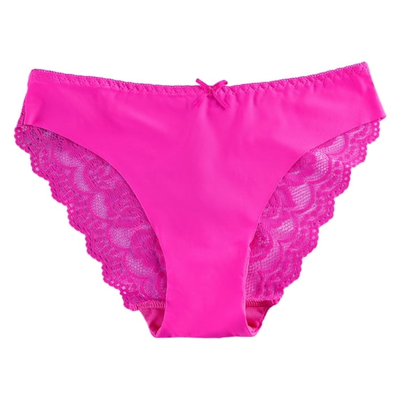 Povozer Women's Cotton Brief Women's Fashion Low Waist Underwear Solid Color Briefs Underwear Women Panties for L,Hot Pink
