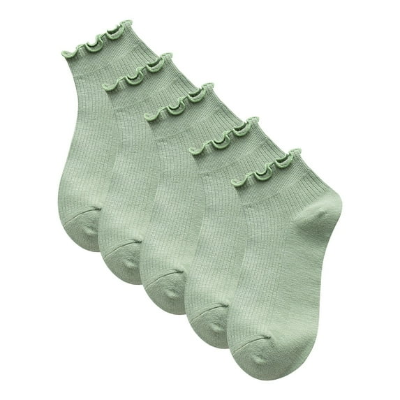 Povozer Women's Cotton Socks, 5 Pairs Womens Crew Colorful Soft Casual Socks(Green,One Size)
